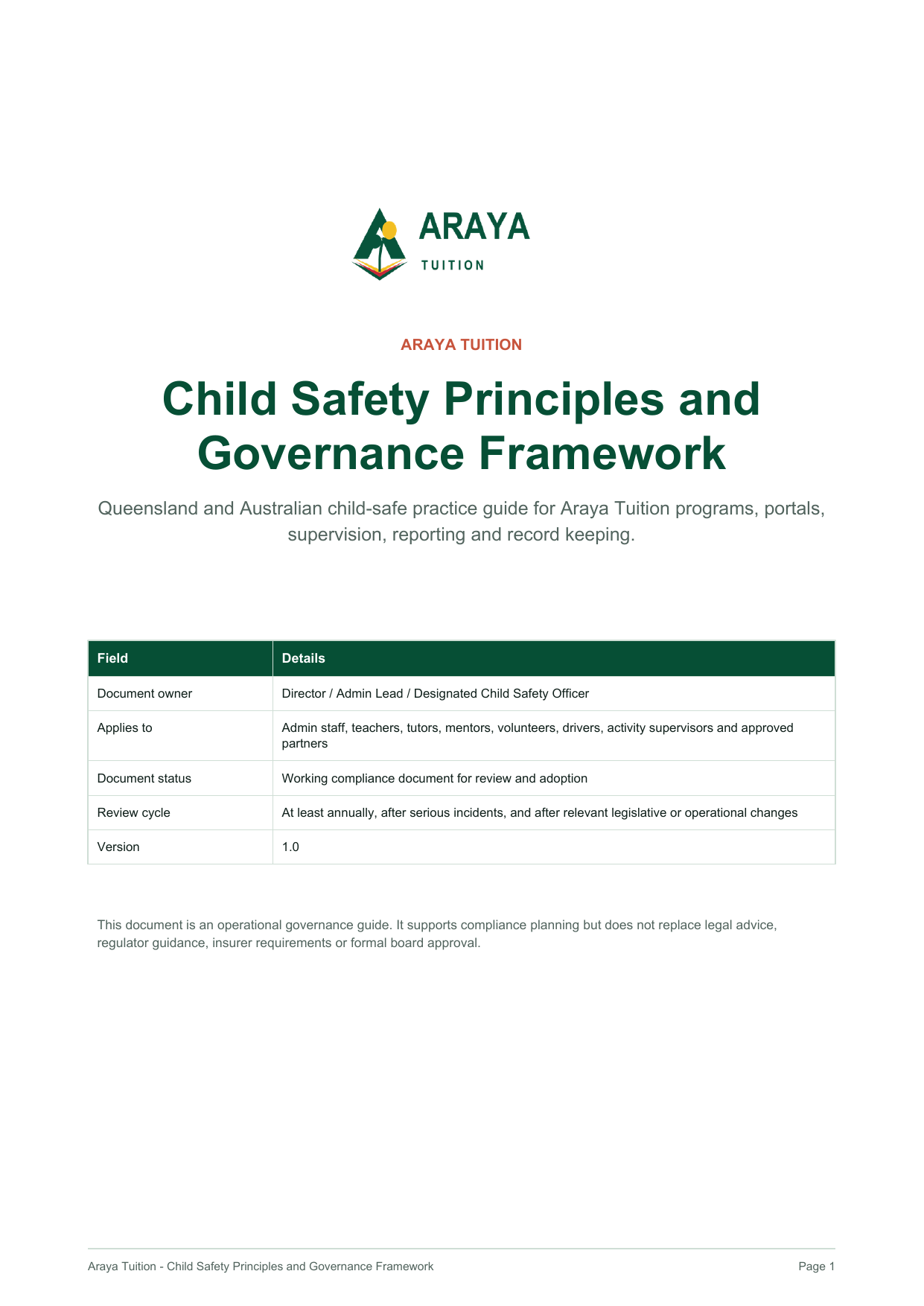 Preview of Child Safety Principles